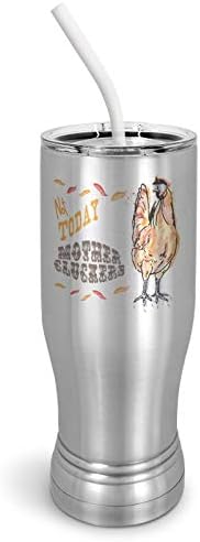 עיצוב בית חווה Pixidoodle - עוף עוף פילסנר כוס עם מכסה מחוון עמיד בפני שפיכה וקש סיליקון