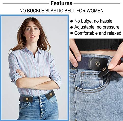 חגורת נשים אלסטיות נטולת אבזם ללא אבזם לג'ינס ללא אבזם, חגורה בלתי נראית נוחה ללא בליטה ללא טרחה