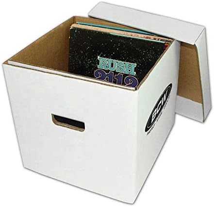 קופסת אחסון ויניל 33 סל ד 12 אינץ ' עם מכסה / מחזיקה עד 65 תקליטורים או דיסקי לייזר / לבן