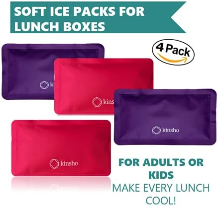 חבילה של 4 פעמים בנטו תיבת הצהריים קופסות חטיף מכולות לילדים + 4 פעמים רך קרח חבילות עבור הצהריים