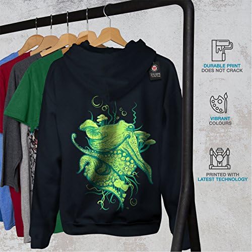 Wellcoda Octopus Beast Heast Hoodie קפוצ'ון, הדפס אישי ים על המגשרים בחזרה