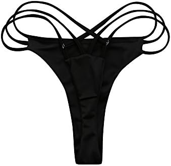 נשים סקסיות תחתונות סקסיות ביקיני בגדי ים בגדי ים V-Back Criss Cross Cheeky חוטיני מוצק גזעי שחייה מוצקים בגד