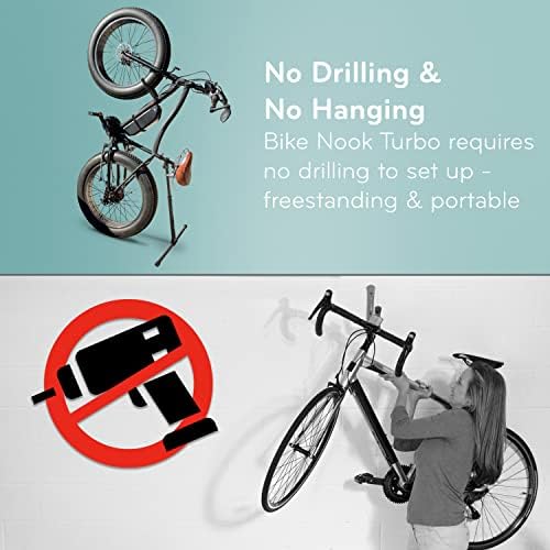 אופניים Nook Turbo Stand & Drack Stand & Rack - נייד, בודד, עמדת רצפה זקופה לאחסון אופניים