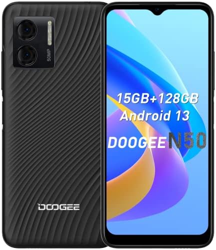 DOOGEE N50 טלפון אנדרואיד לא נעול 2023, 6.52 סמארטפון FHD FHD 15GB RAM+128GB ROM Android 13 טלפונים