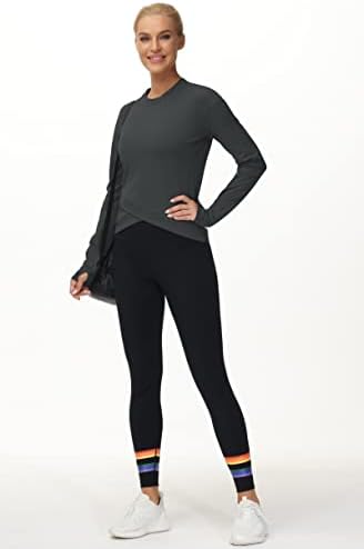 חולצות דחיסה של שרוול ארוך לנשים חולצות אימון חוצה שולי חוצה אתלטים מפעילים חולצות יוגה עם חור אגודל