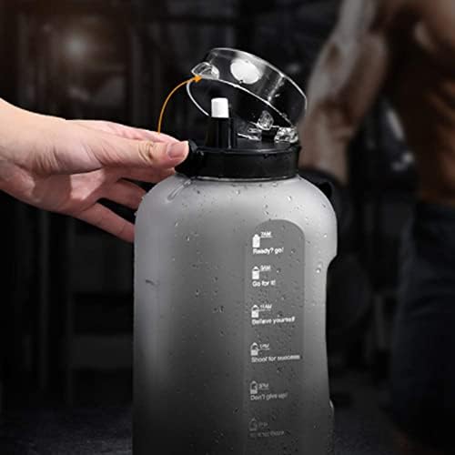 Zhangyuefeifz בקבוק מים גדולים עם קשית BPA קשית, בקבוק שתייה ענק בנפח 2.5 ליטר עם סמן זמן, בקבוק