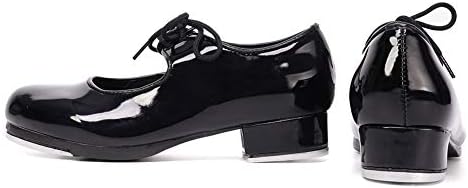נעלי ברז של YKXLM לנשים נעלי ריקוד של אולם נשפים בעור שחור, דוגמנית AS-WX-YDS-TAP