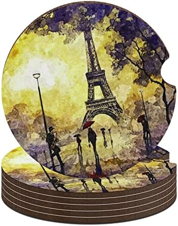שמן ציור פריז עגול רכב תחתיות חמוד כוס מחזיקי 2.56 סנטימטרים עבור לשתות סופג