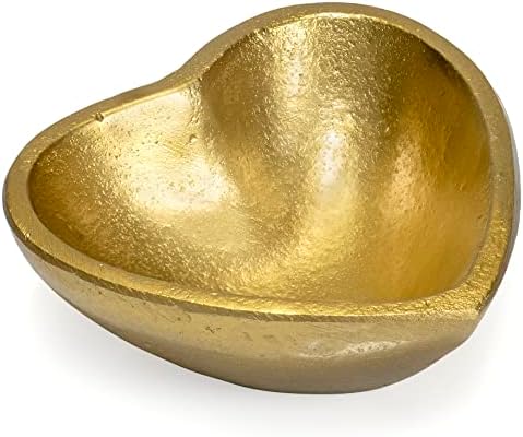 חברת רד. סט של 4 דקורטיבי 3 מיני אלומיניום מתכת לב קערות, מוברש זהב