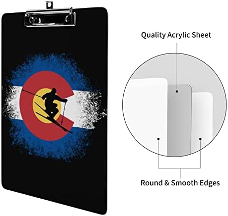 קולורדו סקי אקריליק לוח נייד קליפ לוחות עם נמוך פרופיל מתכת קליפ לוח לבית משרד