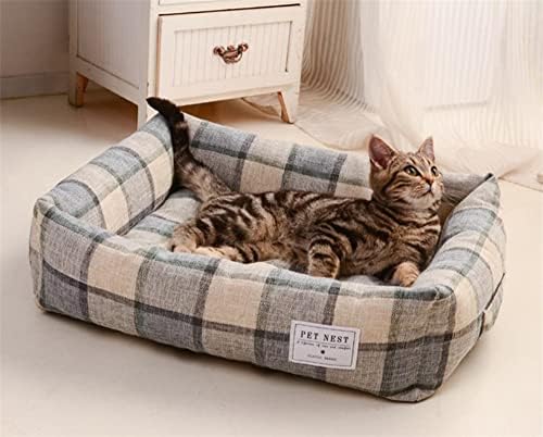 מיטת ארגז חיות מחמד מודפסת מלבנית ספה חתול כלב יצירתי רכה, אורטופדית ונשלפת לכלבים וחתולים בינוניים קטנים,