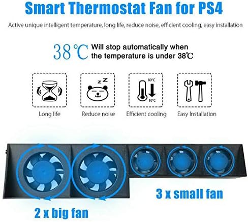 Kiminors TP4-005 בקרת טמפרטורת טורבו חכמה בקרת קירור USB קירור 5-Fan לפלייסטיישן 4 למאוורר קרינת PS4