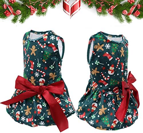 DK177 שמלות כלבים קטיפות קטיפה קטיפה בגדים לחיות מחמד לחג המולד, שמלת גורים כלב נערת מסיבת חתיכה