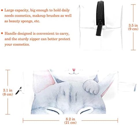 תיקים קוסמטיים של Tbouobt לנשים, איפור תיקי טיול מארגן אביזרים, חיות מצוירות של משפחת חתולים