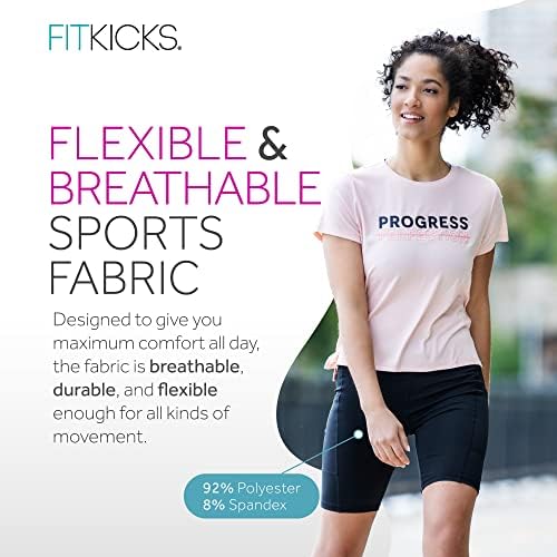 Fitkicks Crossovers מכנסיים קצרים באופניים קלים נוחות אמצע גובה מותניים כיסים צדדיים עמוקים לנשים, בנות