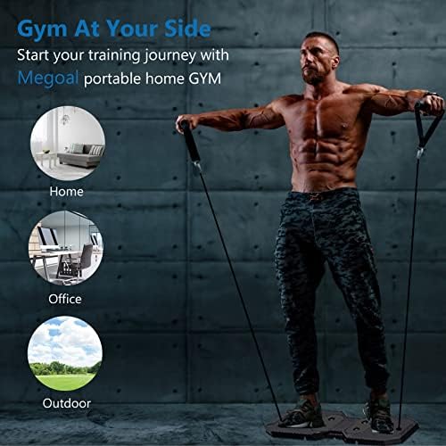MEGOAL PORTABLE HOME GYM Build Build ציוד אימון לגברים ונשים ציוד אימון עם רצועות התנגדות גלגלי בטן וציוד