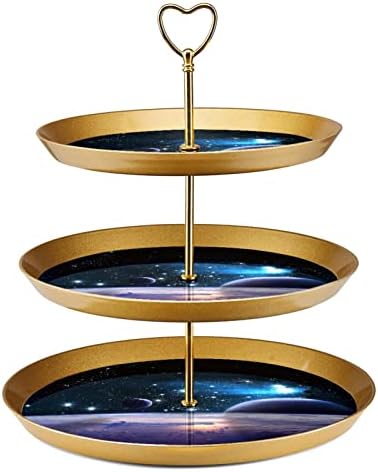 עמדות עוגות בעלות 3 חלקים, כוכבי לכת שטח שטח שמיים מפלסטיק מחזיק קאפקייקס ממתק קינוח קינוח קינוח