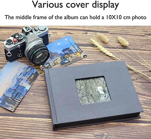 אלבום צילומי בד בעבודת יד של Kageio - 4 x 6 מסגרת עם דפי קרטון שלוש שכבות, מחזיק בתמונות 46 4 x 6 או 92