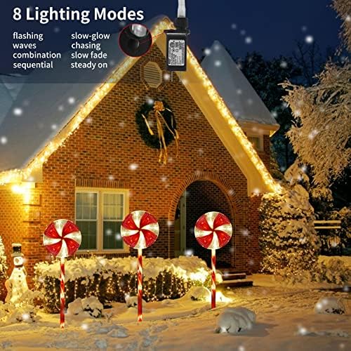 אורות מסלול סוכרייה על מקל חג המולד עם 8 מצבי תאורה מהבהבים קנדי ​​קנב קנב אורות מיתר אטום מים חיצוניים תוסף