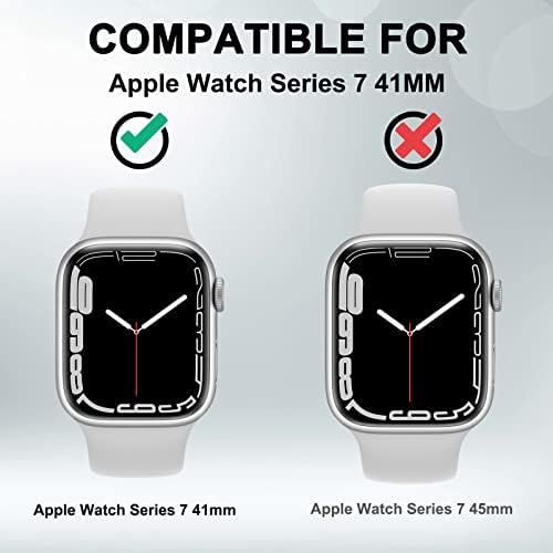 אורזרו תואם לסדרת Apple Watch 7 מארז מגן מסך 41 ממ, כיסוי מגן בגוף מלא שריטות עמידות בפני זעזוע סופג אולטרה