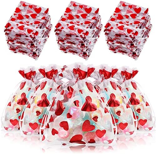 500 איחוד תיקי אורגנוזה ליום האהבה 3 x 4 אינץ 'שקיות ממתקים אדום אינץ