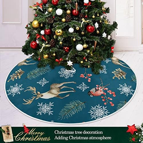 צבי חג המולד שוורים חצאית עץ חג המולד 36 אינץ 'תפאורה ביתית לחצאית עץ חג המולד מחצלת לקישוטים למסיבת חג מולד
