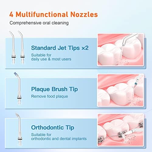 חוטית מים לשיניים להשקיה אוראלית, חוט מים אלחוטי לטיפול דרך הפה, נייד נטענת IPX7 אטום מים נטוי שיניים