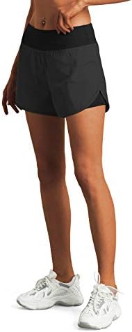 M Moteepi נשים מותניים גבוהות מכנסיים קצרים עם מכנסי ספורט אתלטים של אניה עם כיסי טלפון שכבה כפולה