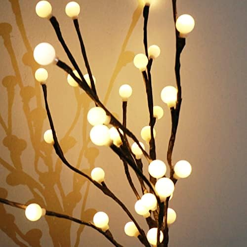 אורות ענף עץ עץ גארציו 2pk, אורות זרדים עם סוללת כדור קטן המופעלת 21in 40 אור ענף ערבה LED, עם