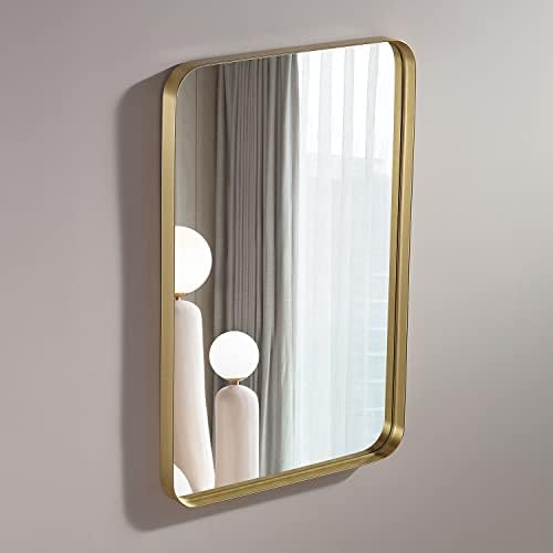 אריגמיר 24 על 36 אינץ ' מראה אמבטיה מרובעת זהב מסגרת מתכת אלומיניום מראה צמודת קיר מראה מלבנית גדולה לקישוט