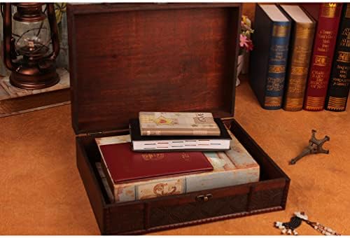 קופסת אחסון מעץ קופסה מעץ קופסת אוצר דקורטיבי קופסאות שולחן עבודה קופסאות אחסון מעץ וינטג