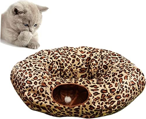 מיטת מנהרה לחתולים של גואג'ה נמר לחתולים מקורה חתולים חתולים מתקפלים צעצוע חתולים עם כדור משחק חינוכי