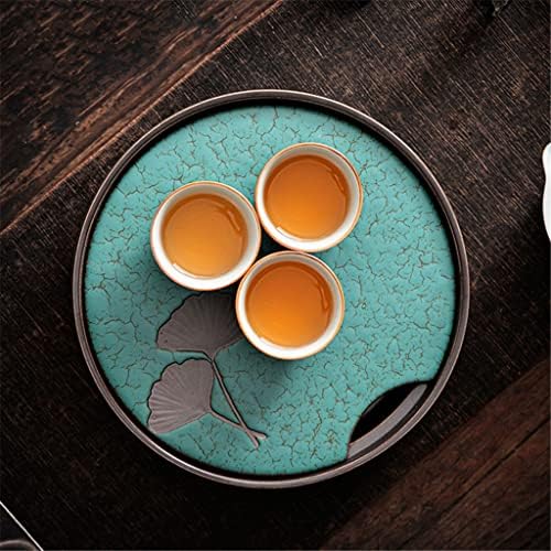 מגש תה קרמי של Ldchnh סט תה עגול שולחן תה קטן שולחן מים אחסון מים שולחן בישול יבש וינטג