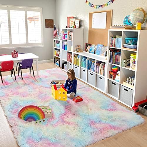 שטיח פגיסוף פלאפי רך, שטיחים קטיפיים לחדר שינה בנות, שטיחים מדובללים לילדים, שטיח נסיכה קוואי,