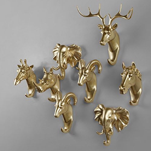 BOUTI1583 יחיד ג'ירפה קיר קיר קול קולב מעיל כובע וו זהב דקורטיבי בצורת בעלי חיים זהב