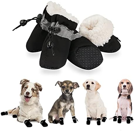 נעלי כלבים של Yaodhaod לחורף, מגפי כלבים ומגני כפות, שלג שלג חם לפליס לגור עם רצועה רפלקטיבית