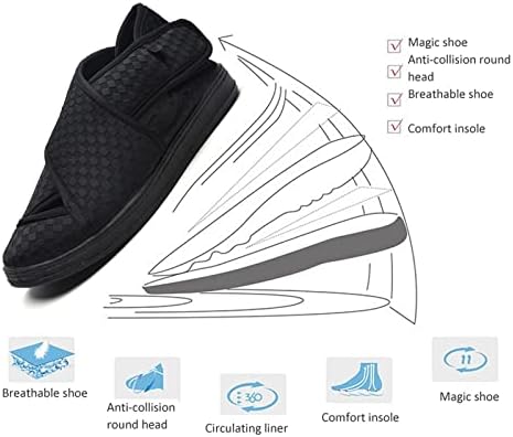 JCJNSL סנדלים סוכרתיים סגירה מתכווננת נעלי בית נפוחות רחבות הנעלה אורתופדית רחבה במיוחד אנטי להחליק סולית