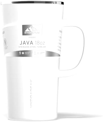 Hydrapeak Java 18oz ספל קפה מבודד ואקום כפול. ספל נסיעות נירוסטה, כוס קפה כוס עם מכסה וידית משולבת