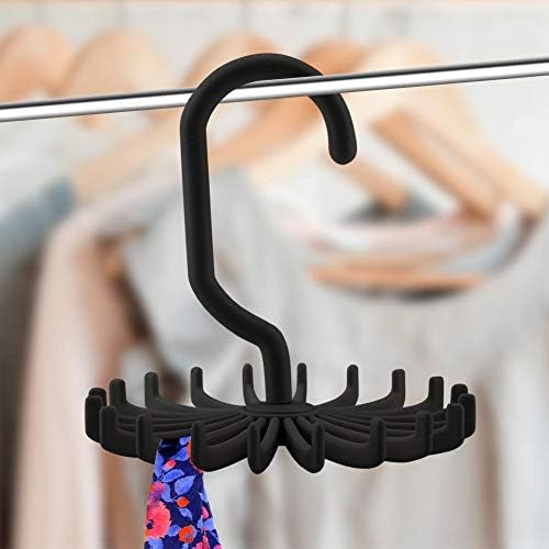 מתלי אחסון של ארון בגדים, 360 מעלות עניבה מסתובבת חגורת חגורת חגורת צעיפים של וויו קולב מארגן למתלים