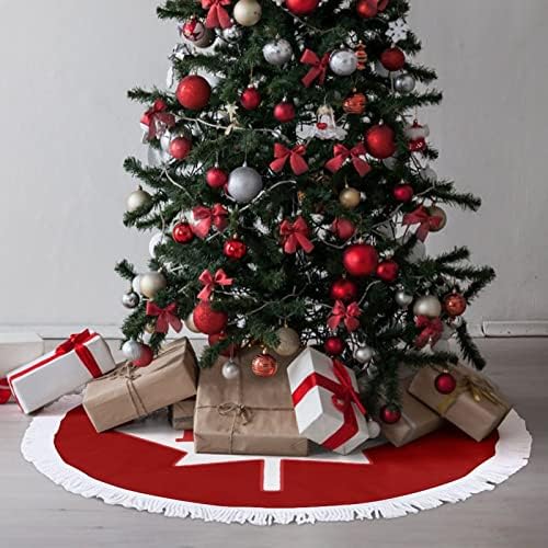 קנדה עלה מייפל הביתה חצאית עץ חג המולד אדום עגול עגול עץ עץ עץ עץ עם קצה מצויד לקישוטי חצר חיצוניים מקורה
