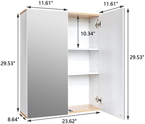 SAWQF 60X21X75 סמ ארון קיר אמבטיה עם דלתות כפולות MDF לבן צבוע לוח חלקיקים וצבע עץ מקורי