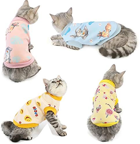 בגדים לחיות מחמד, 2 חבילה חתול סוודרים חם חורף בגדים יפה גור סווטשירט חתלתול חולצה פיג ' מה לחתולים חתלתול