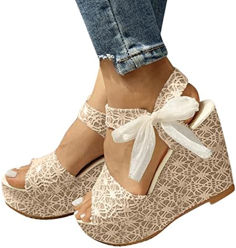 סנדלי קיץ לנשים 2023, סנדלי פלטפורמה לנשים פותחים בוהן פותחת סנדלי עקב נעליים פרחוניות נעליים חמודות עניבת