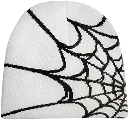 2 ק גותי עכביש דפוס צמר אקריליק סרוג כובע נשים כפת חורף חם בימס גברים מקרית סקולי חיצוני