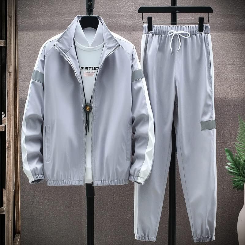N/A גברים שני קטעים מגדיות ספורט מעיל סתיו באביב+מכנסיים בגדי חליפת ספורט מזדמנים