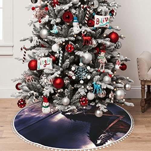 חצאית עץ עץ עץ חג המולד של ויקינגים פומפום חצאית עץ חג המולד. קוטר 30/36/48 אינץ '