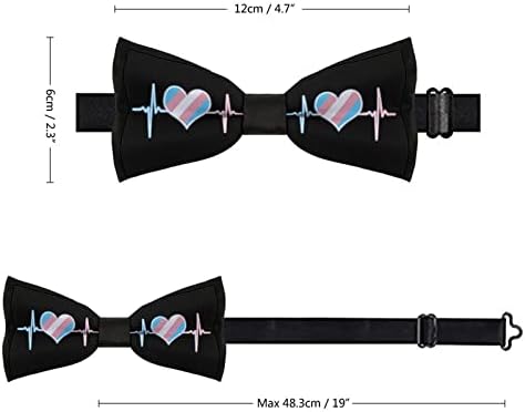 Forsjhsa דגל טרנסג'נדרי לב פעימות לב של קשרי פרפר מקדמים לגברים עניבה מודפסת מתכווננת