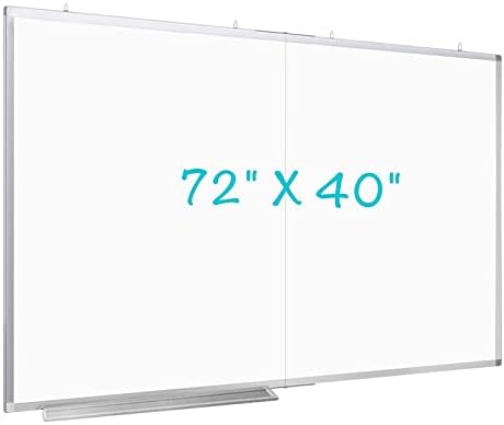 לוח לבן מגנטי גדול, Maxtek 72 x 40 לוח מחיקה יבש מגנטי מתקפל עם מגש סמן 1 מחק 3 סמנים ו 6 מגנטים