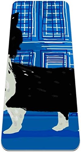 תרגיל החלקה עבה של יוניסי וכושר 1/4 מזרן יוגה עם הדפס כלב כחול ליוגה פילאטיס ופעילות כושר רצפה