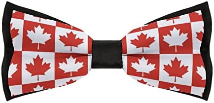 WEEDKEYCAT עלה מייפל קנדה CA דגל CA דגל מצחיק עניבה מצחיקה עניבות קשת רשמיות מראש מתכווננות מודפסות